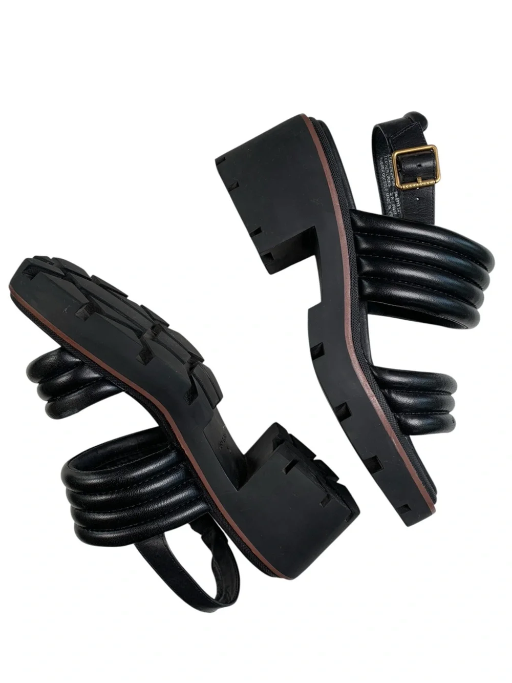 Tory Burch Kira Quilted Leather Lug Sole Slingback Sandals Size 9 Black
